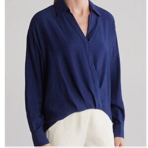 Long Sleeve Faux Wrap High-Low Top